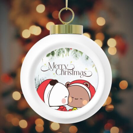 Bubu Dudu Christmas Ball Ornament - Sparkling Bear and Panda Holiday Bauble for Festive Trees