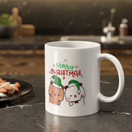 Bubu Dudu Christmas Coffee Mug - Festive Bear and Panda Holiday Ceramic Cup for Morning Cheer