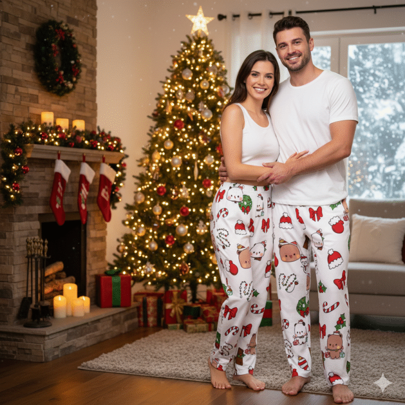 Bubu Dudu Xmas Pajama Pant - Festive Bear and Panda Holiday Lounge Bottoms for Cozy Nights