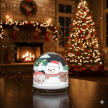 Bubu Dudu Christmas Snow Globe Decor - Magical Bear and Panda Holiday Shaker for Festive Displays