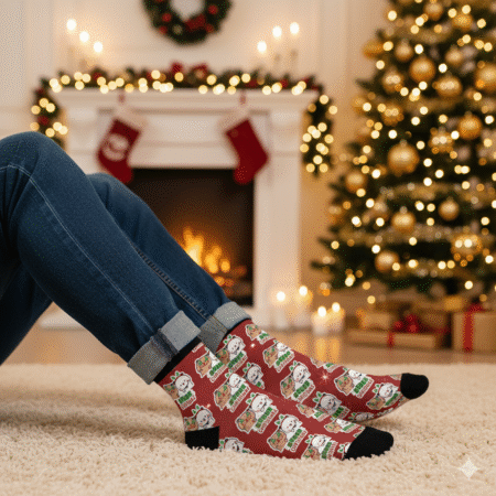 Bubu Dudu Christmas Cozy Socks - Plush Bear and Panda Holiday Footwear for Ultimate Warmth
