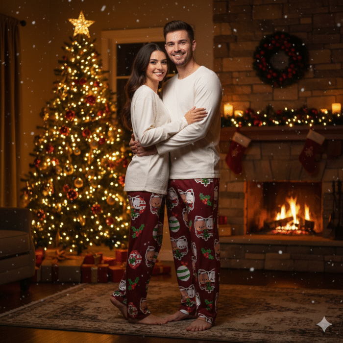 Bubu Dudu Christmas Pajama Bottoms - Festive Bear and Panda Holiday Lounge Pants for Cozy Comfort