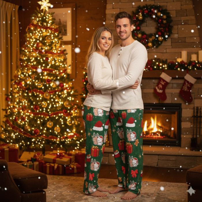 Bubu Dudu Christmas Pajama for Couples - Matching Bear and Panda Holiday Sleepwear Set for Romantic Nights