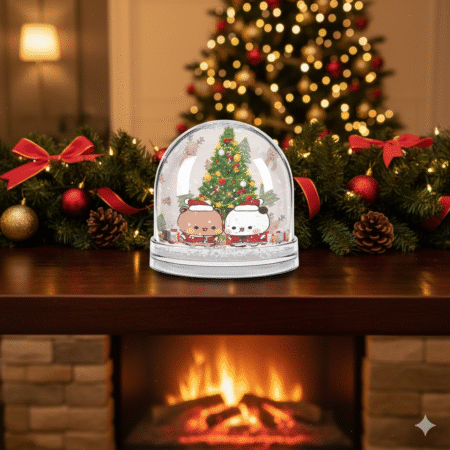 Bubu Dudu Christmas Snow Globe - Magical Bear and Panda Holiday Shaker for Festive Wonder