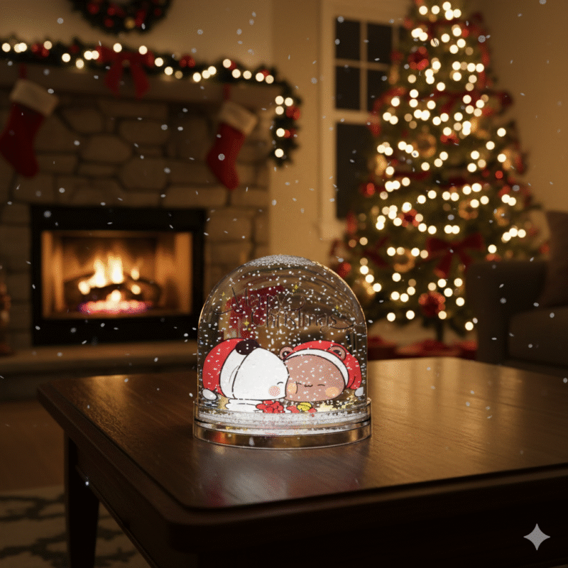 Bubu Dudu Snow Globe Christmas Tree Ornament - Festive Bear and Panda Holiday Decor