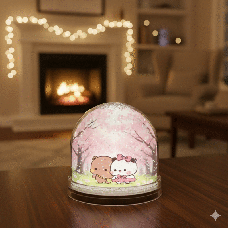 Bubu Dudu Cute Snow Globe - Adorable Bear and Panda Mini Shaker for Whimsical Charm