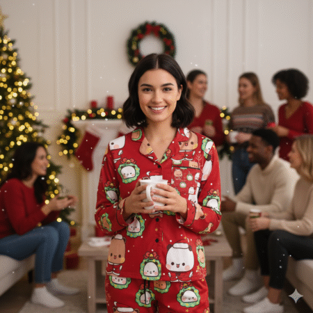 Bubu Dudu Christmas Pajama Set - Festive Bear and Panda Holiday Sleepwear for Cozy Nights