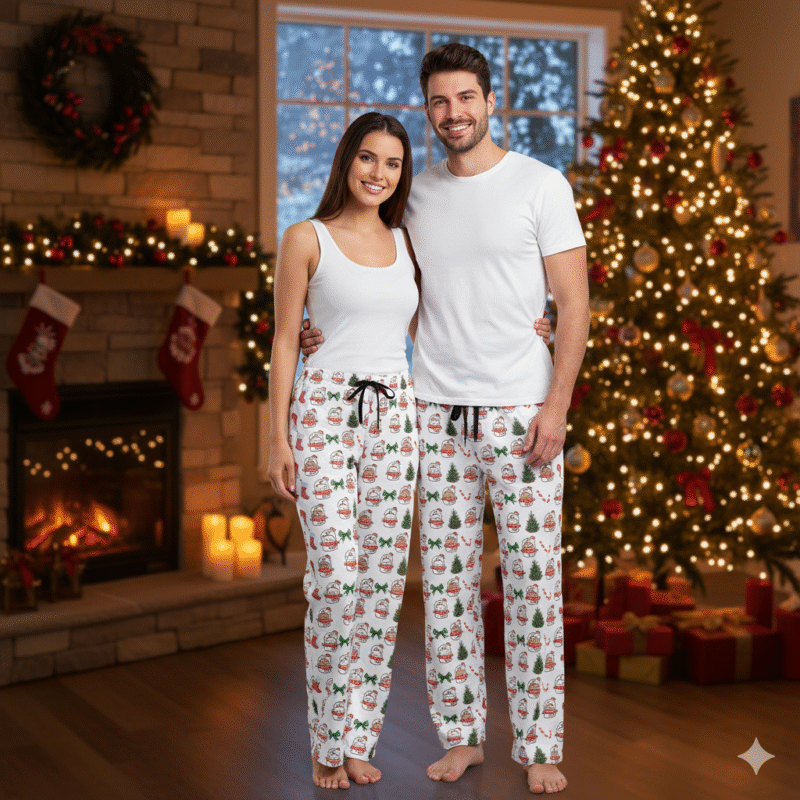 Bubu Dudu Christmas Sleep Pants - Festive Bear and Panda Holiday Lounge Bottoms for Cozy Dreams