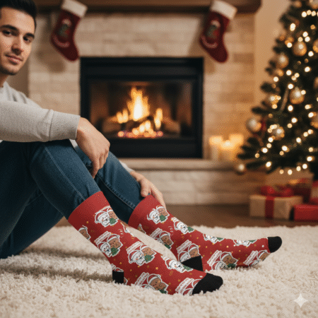 Bubu Dudu Xmas Socks - Cheerful Bear and Panda Holiday Footwear for Festive Comfort