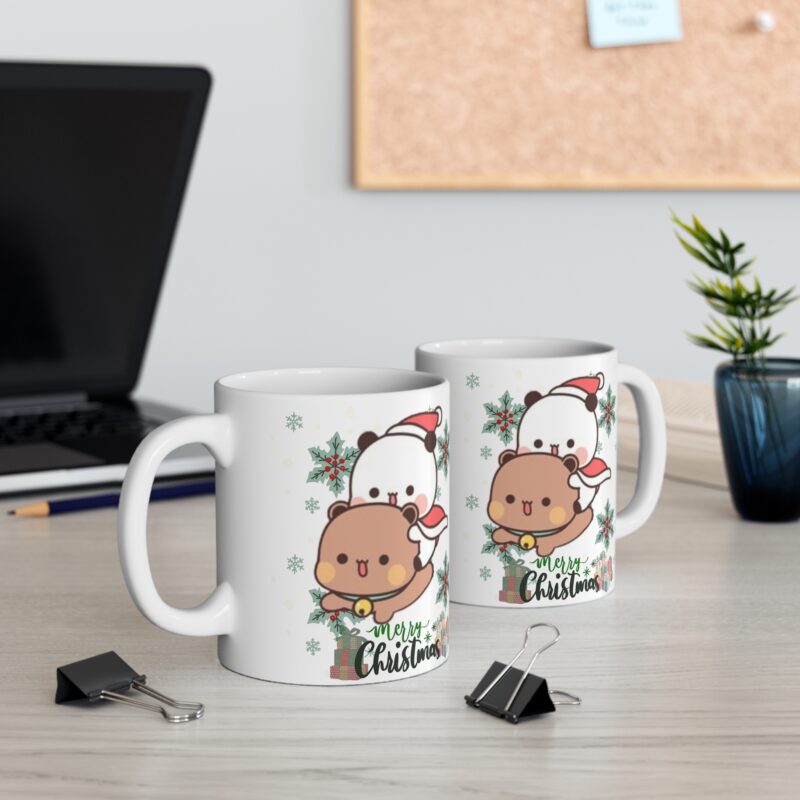 Bubu Dudu Christmas Mug Set of 2 - Festive Bear and Panda Holiday Ceramic Cups for Shared Sips