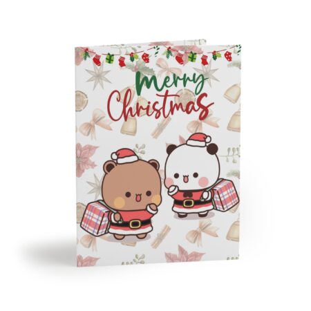 Bubu Dudu Christmas Greeting Card - Festive Bear and Panda Holiday Card for Heartfelt Wishes