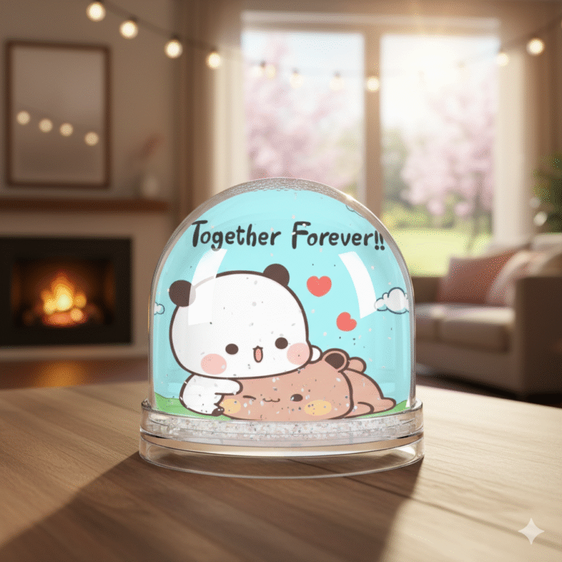 Bubu Dudu Romantic Snow Globe - Heartfelt Bear and Panda Love Shaker for Tender Moments