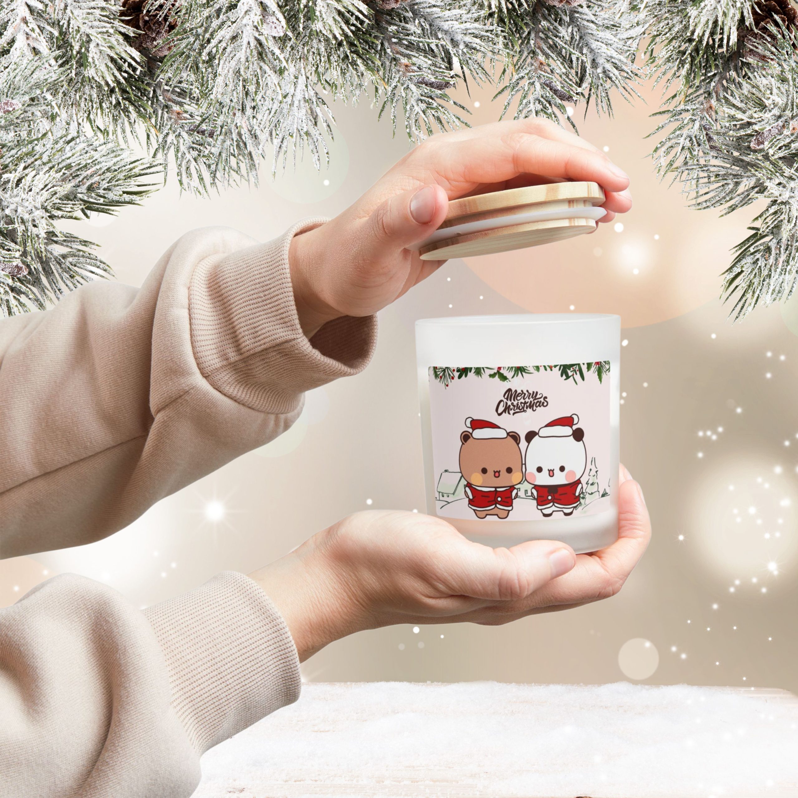 Bubu Dudu Christmas Candle - Festive Bear and Panda Scented Wax Light for Holiday Ambiance - Image 3