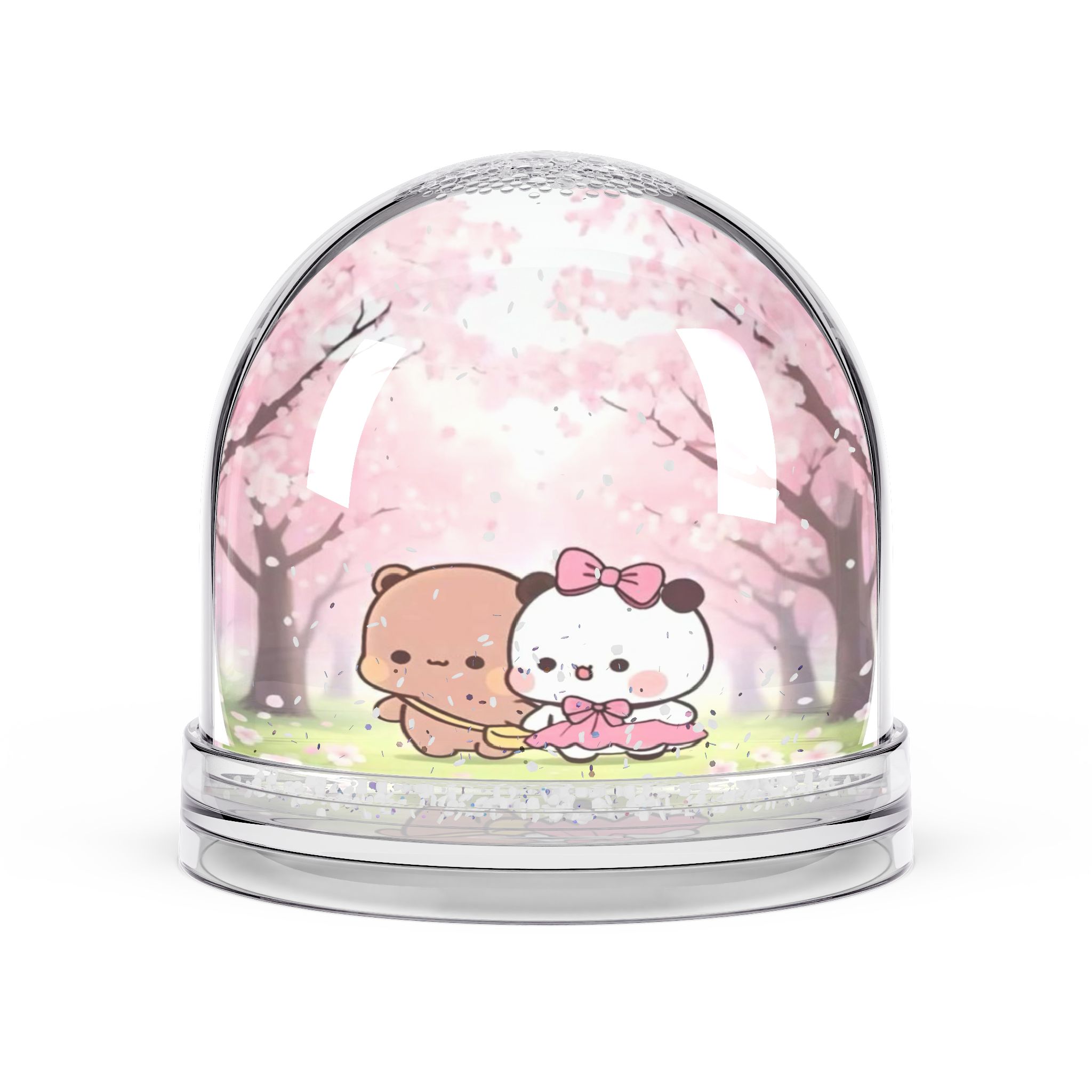 Bubu Dudu Cute Snow Globe - Adorable Bear and Panda Mini Shaker for Whimsical Charm - Image 2