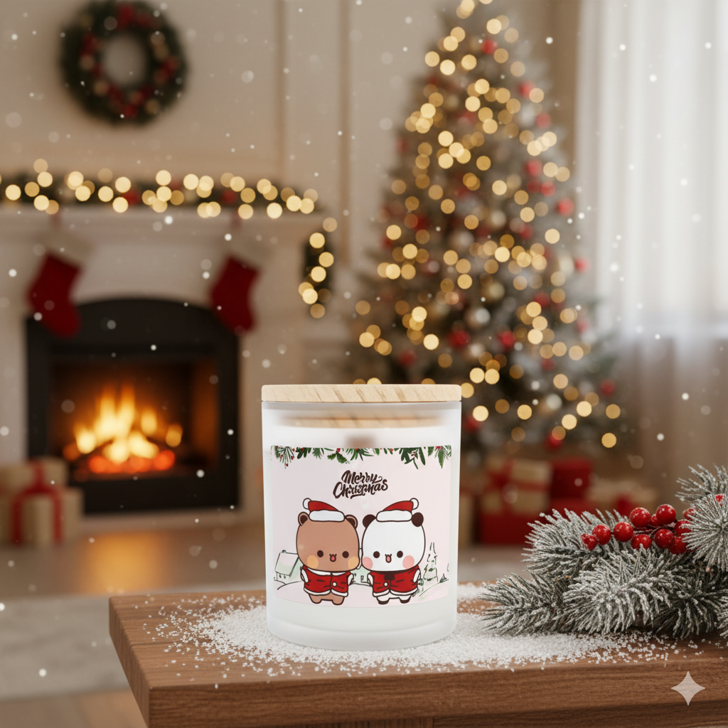 Bubu Dudu Christmas Candle - Festive Bear and Panda Scented Wax Light for Holiday Ambiance - Image 2