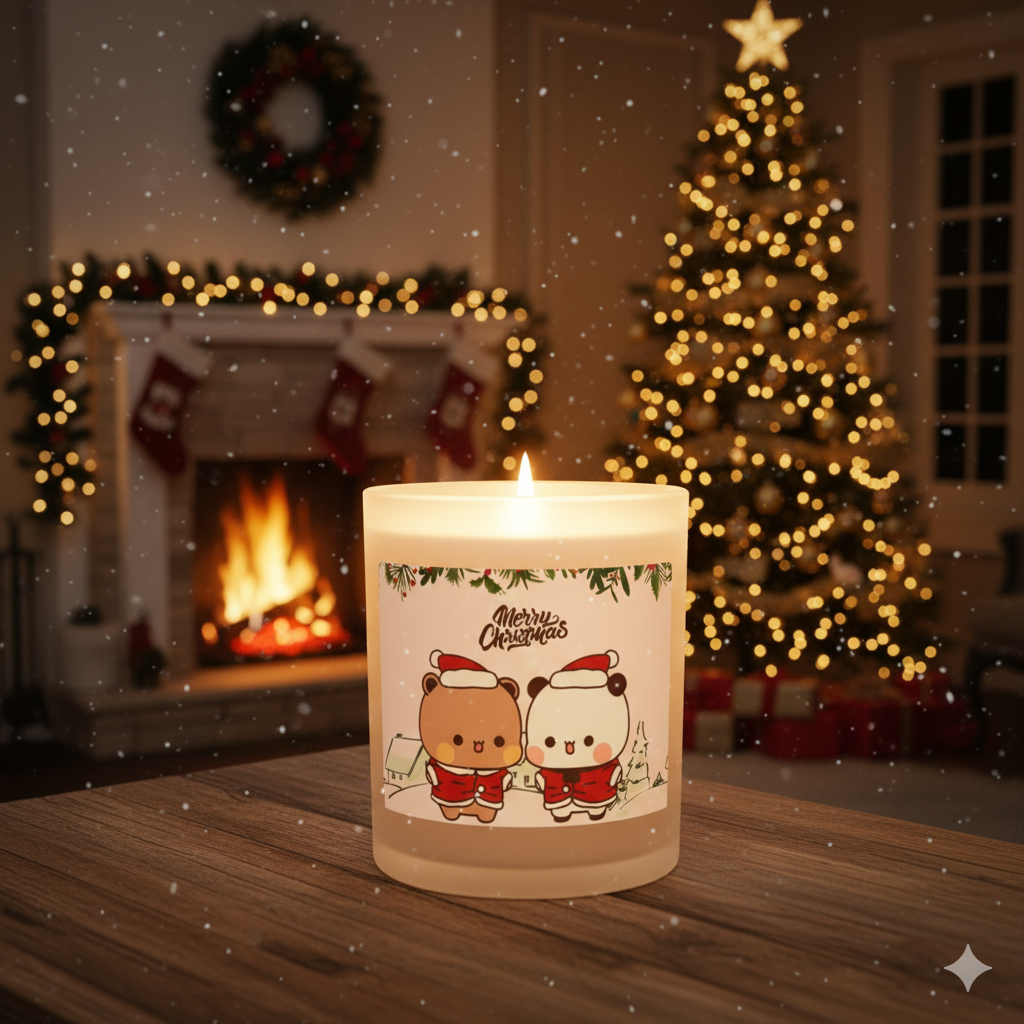 Bubu Dudu Christmas Candle - Festive Bear and Panda Scented Wax Light for Holiday Ambiance - Image 6