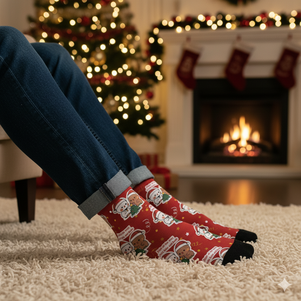 Bubu Dudu Xmas Socks - Cheerful Bear and Panda Holiday Footwear for Festive Comfort - Image 2