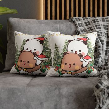 Bubu Dudu Xmas Cushion - Festive Bear and Panda Holiday Pillow for Cozy Decor