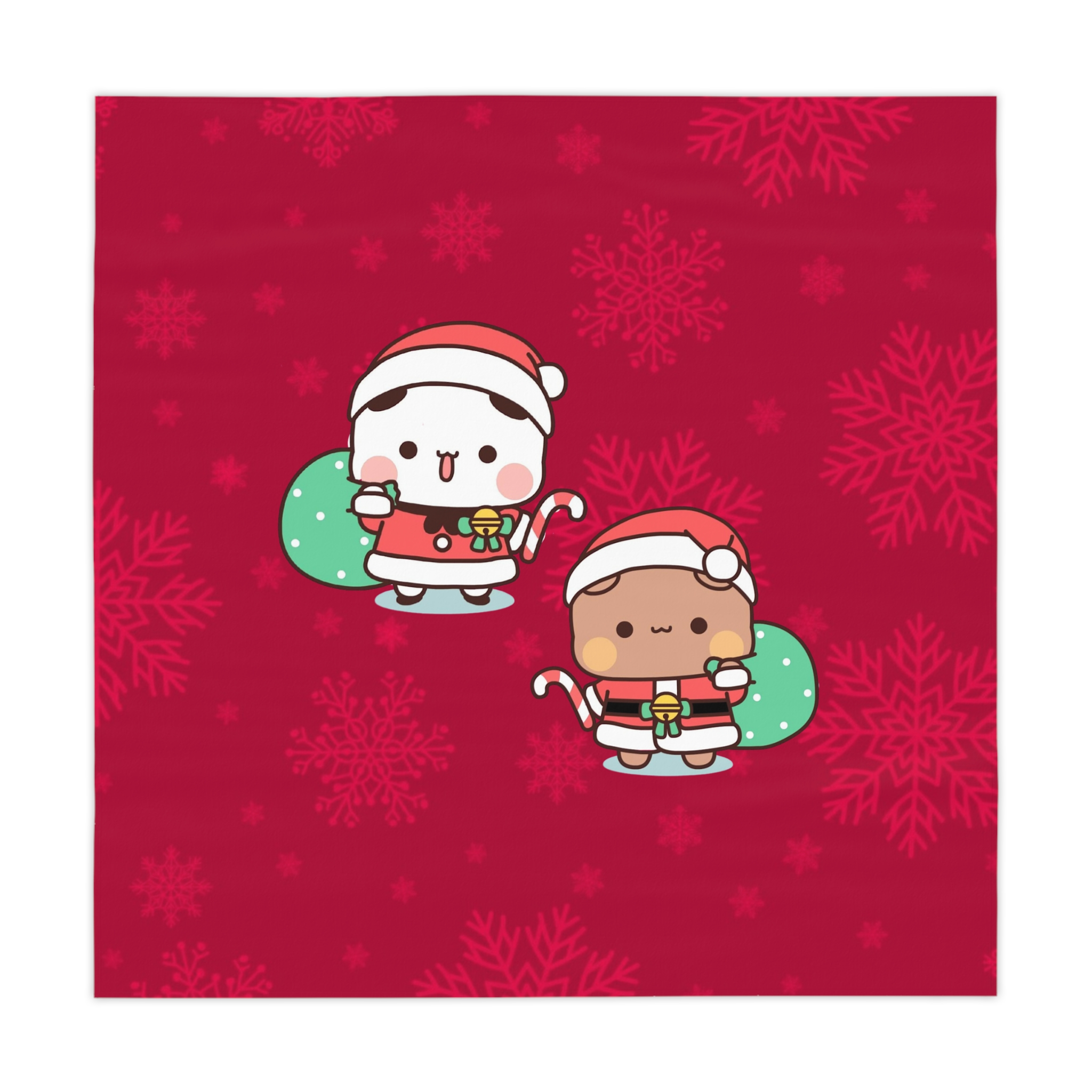 Bubu Dudu Christmas Tablecloth - Festive Bear and Panda Holiday Linen for Joyful Dining (140cm × 140cm) - Image 2
