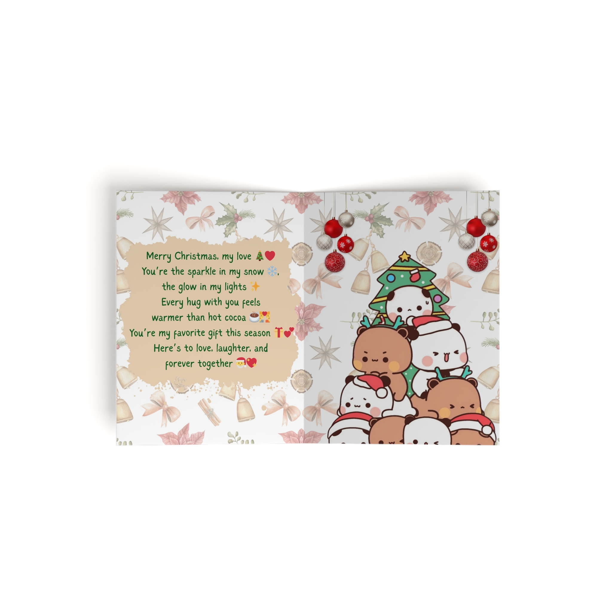 Bubu Dudu Christmas Greeting Card - Festive Bear and Panda Holiday Card for Heartfelt Wishes - Image 4