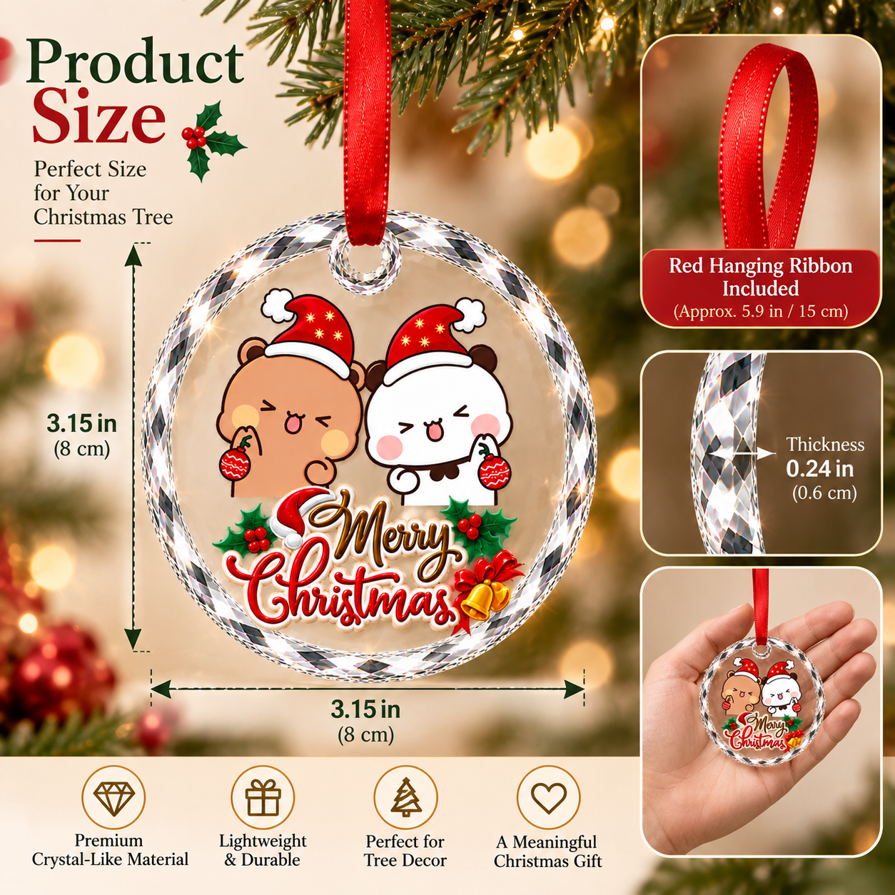 Bubu Dudu Merry Christmas Ornament